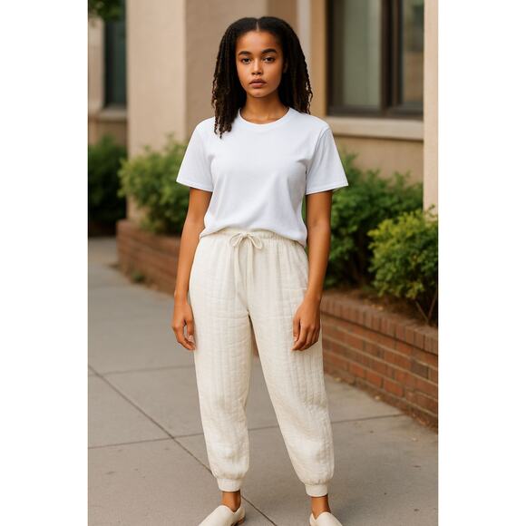 Free People Intimately Medium Knit Lined Pantaloon Jogger Thermal Cream NWOT - Picture 1 of 9